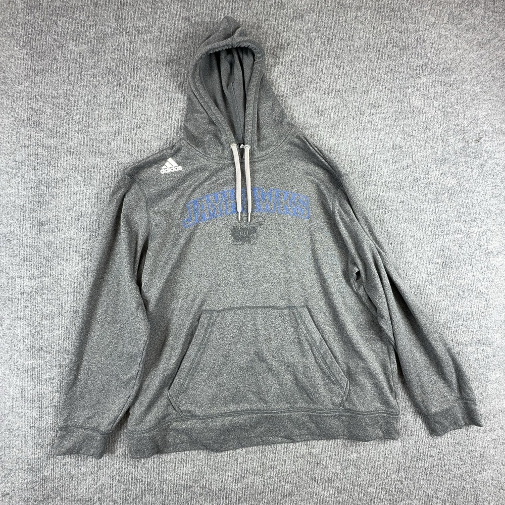 Kansas Jayhawks Hoodie Mens XL Gray NCAA Basketball Pullover Adidas Climawarm